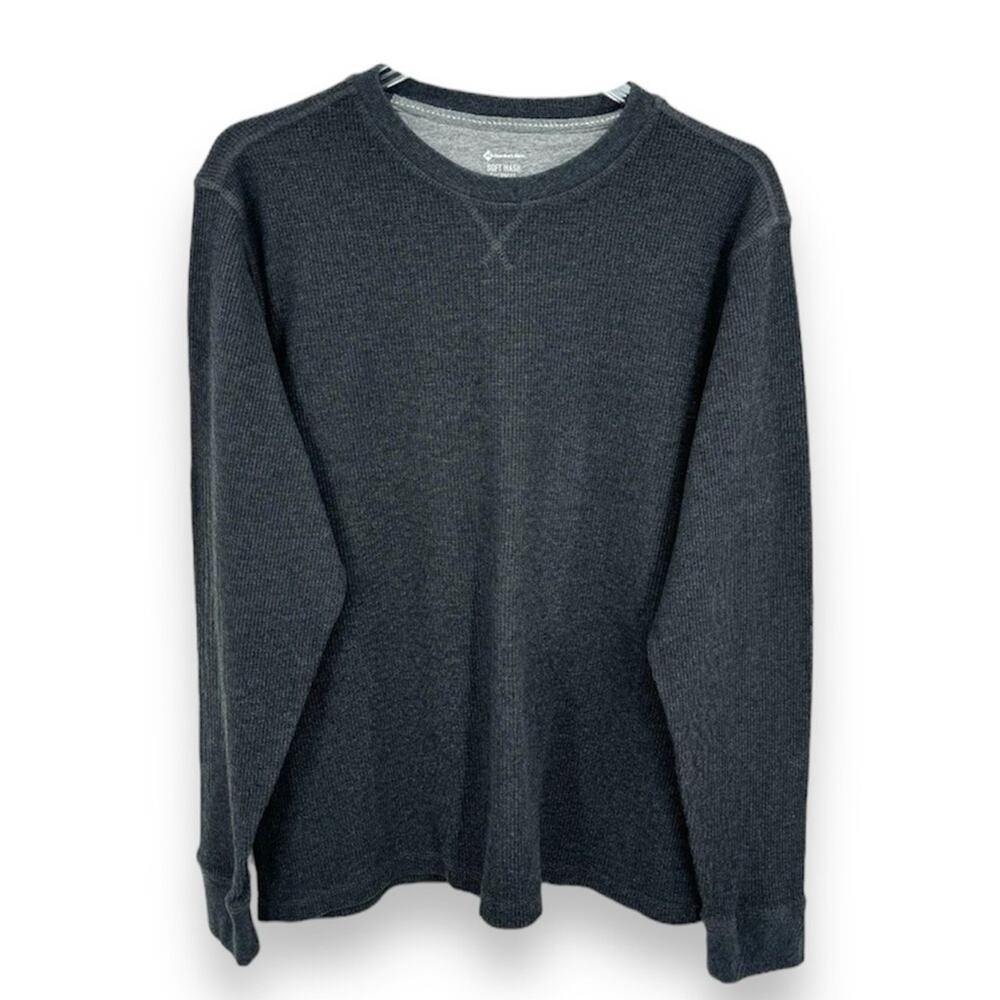 Members Mark gray crew soft wash waffle weave thermal top long sleeve XL